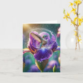 アイリスノートカードに入れるハミングバード カード (黄色い花)