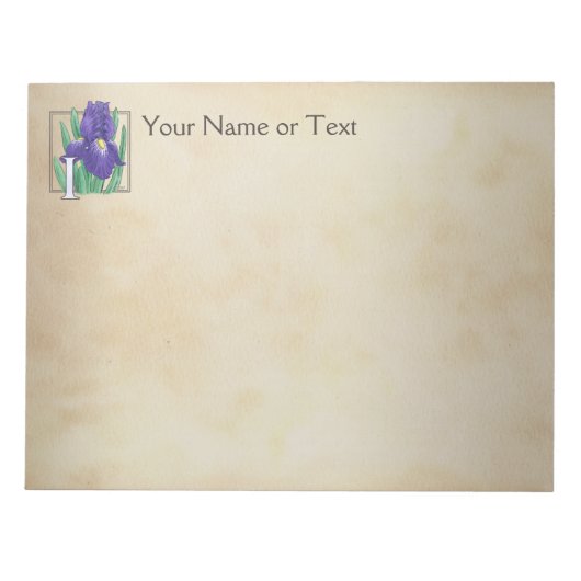 アイリスパーソナライズされたズフラワーモノグラム ノートパッド (正面)