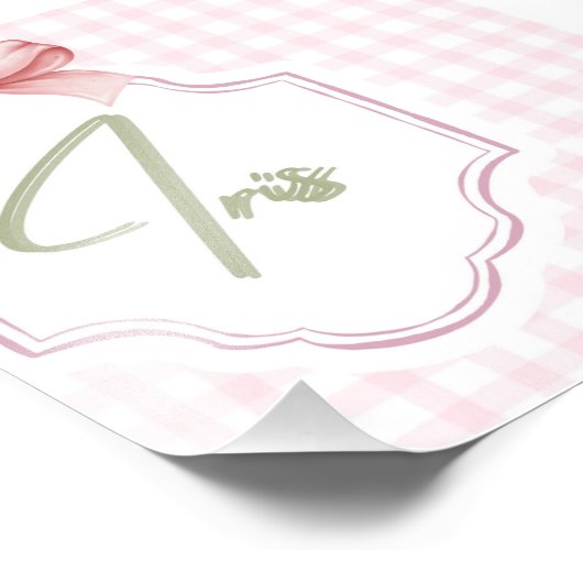 アイリスパーソナライズされたベビーガール子供部屋アートピンクボウ フォトプリント (角)