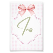 アイリスパーソナライズされたベビーガール子供部屋アートピンクボウ フォトプリント (正面)