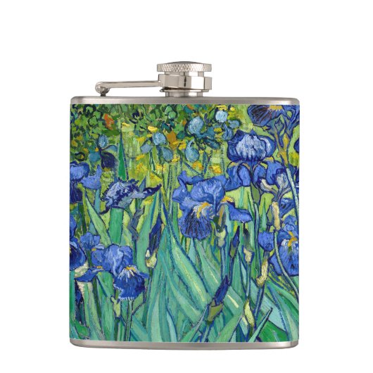 アイリスビンセントゴッホフローラ絵画ヴィンテージ フラスク (正面)