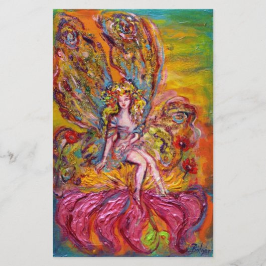 アイリスピンク文房具の花の妖精ファンタジー 便箋 (正面)