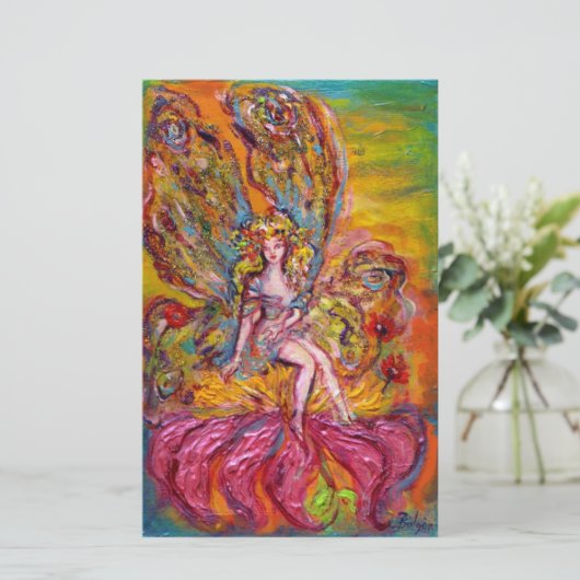 アイリスピンク文房具の花の妖精ファンタジー 便箋 (スタンド正面)