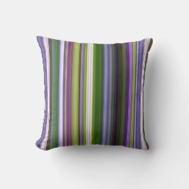 アイリスフラズパープルとグリーンストライプ クッション