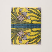 アイリスフラワーアールヌーボーステンドガラス模様 ジグソーパズル (縦)