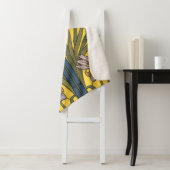 アイリスフラワーアールヌーボーステンドグラスブルー金ゴールド シェルパブランケット (インサイチュ)