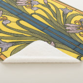 アイリスフラワーアールヌーボーステンドグラスブルー金ゴールド シェルパブランケット (3/4)