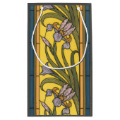 アイリスフラワーアールヌーボーステンドグラスブルー金ゴールド スモールペーパーバッグ (裏面)