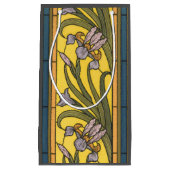 アイリスフラワーアールヌーボーステンドグラスブルー金ゴールド スモールペーパーバッグ (正面)