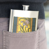 アイリスフラワーアールヌーボーステンドグラスブルー金ゴールド フラスク (インサイチュ)