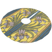 アイリスフラワーアールヌーボーステンドグラスブルー金ゴールド ブラッシュドポリエステルツリースカート (アングル)