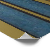 アイリスフラワーアールヌーボーステンドグラスブルー金ゴールド ポスター (角)