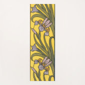 アイリスフラワーアールヌーボーステンドグラスブルー金ゴールド ヨガマット (正面)