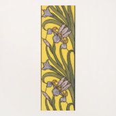 アイリスフラワーアールヌーボーステンドグラスブルー金ゴールド ヨガマット (裏面)