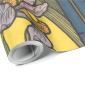 アイリスフラワーアールヌーボーステンドグラスブルー金ゴールド ラッピングペーパー (ロールコーナー)