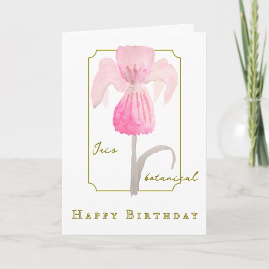 アイリスフラワーウォーター色植物性誕生日カード カード (正面)