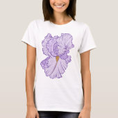 アイリスフラワーパープルラインアート Tシャツ (正面)
