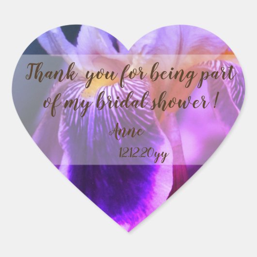 アイリスフラワーブライダルシャワーハートシール ハートシール (正面)