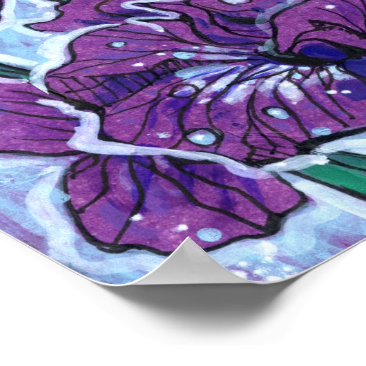 アイリスフラワー春の花絵画ズフローラの紫 ポスター (角)