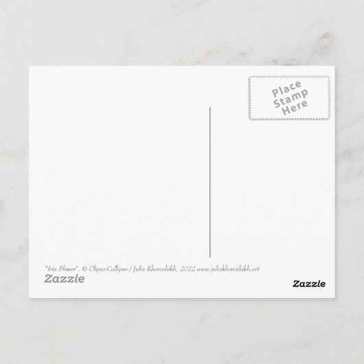 アイリスフラワー春の花絵画ズフローラの紫 ポストカード (裏面)