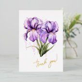 アイリスフラワー「ありがとう！」 編集可能 箔シーズンカード (立ち正面)