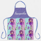 アイリスフローラシャビーシックパープルアクアターコイズ エプロン (正面)