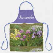 アイリスフローラシャビーシックパープルフローラルパターン エプロン (正面)