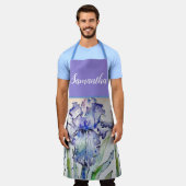 アイリスフローラシャビーシックパープルラベンダーエプロン エプロン (着用した状態)