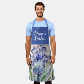 アイリスフローラシャビーシックパープルラベンダームームエプロン エプロン (着用した状態)