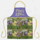 アイリスフローラパープルフローラガーデンパターン花 エプロン (正面)