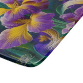 アイリスフローラ紫と金ゴールド青の葉緑 カッティングボード (角)