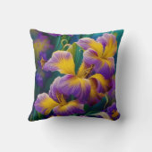 アイリスフローラ紫と金ゴールド青の葉緑 クッション (裏面)