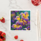 アイリスフローラ紫と金ゴールド青の葉緑 スタンダードカクテルナプキン (インサイチュ)