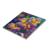 アイリスフローラ紫と金ゴールド青の葉緑 タイル (側面)