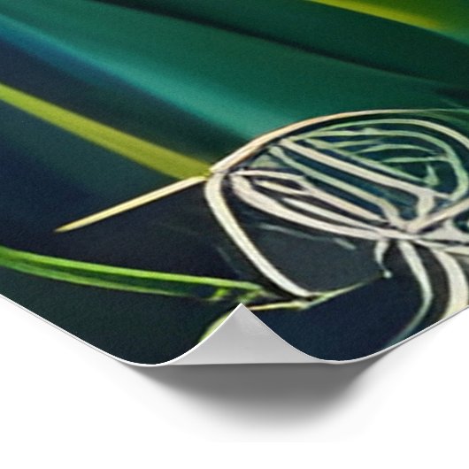 アイリスフローラ紫と金ゴールド青の葉緑 ポスター (角)