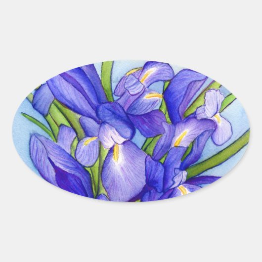 アイリスブーケ花絵画のシール 楕円形シール (正面)