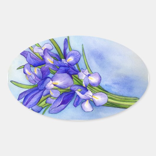 アイリスブーケ花絵画のシール 楕円形シール (正面)