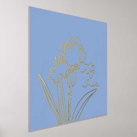 アイリスモダンフラワー春フローラスケッチ 箔ポスター (レイダウン)