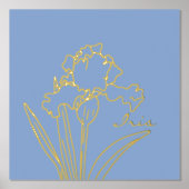 アイリスモダンフラワー春フローラスケッチ 箔ポスター (正面)