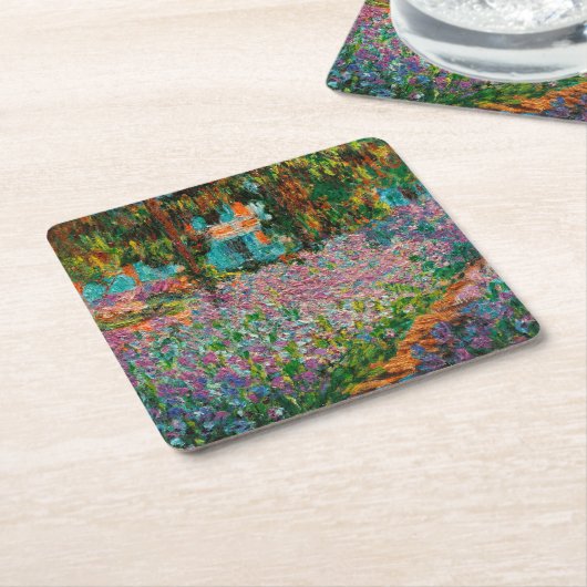 アイリスモネガーデンギヴェルニー花 スクエアペーパーコースター (アングル)