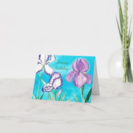 アイリス付きブルースカイ誕生日カード カード (正面)