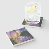 アイリス付き石コースターデザイン。 ストーンコースター (横)