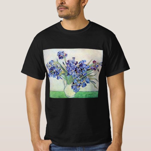 アイリス入りの静物の花瓶ヴィンセント・ヴァン・ゴッホ Tシャツ (正面)