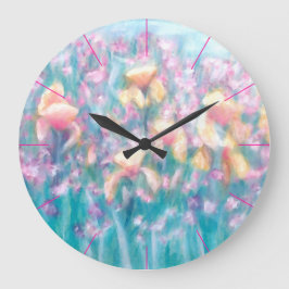 アイリス庭のCricketDianeの花の春のぼろぼろの上品 ラージ壁時計