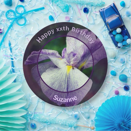 アイリス日本のフラワーパーソナライズされたバースデーパーティー ペーパープレート (パーティー)