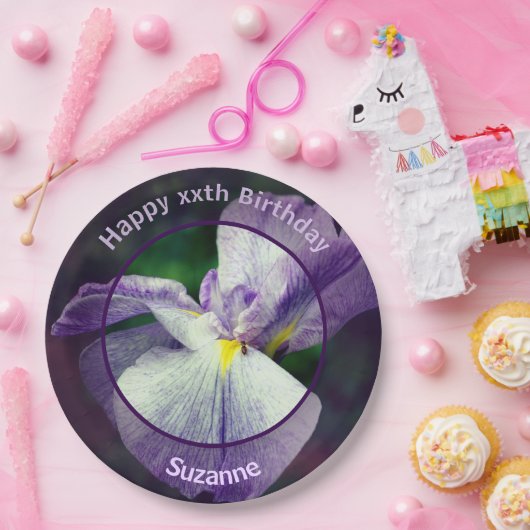 アイリス日本のフラワーパーソナライズされたバースデーパーティー ペーパープレート (パーティー)