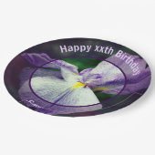アイリス日本のフラワーパーソナライズされたバースデーパーティー ペーパープレート (アングル)