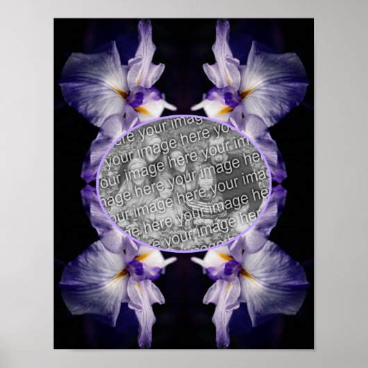 アイリス日本のフラワーフレーム自分の写真を作成 ポスター (正面)