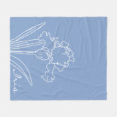 アイリス春フラワーモダンフローラスケッチホーム フリースブランケット (正面(横))