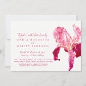 アイリス植物芸術レッドピンク結婚式招待状 招待状 (正面)